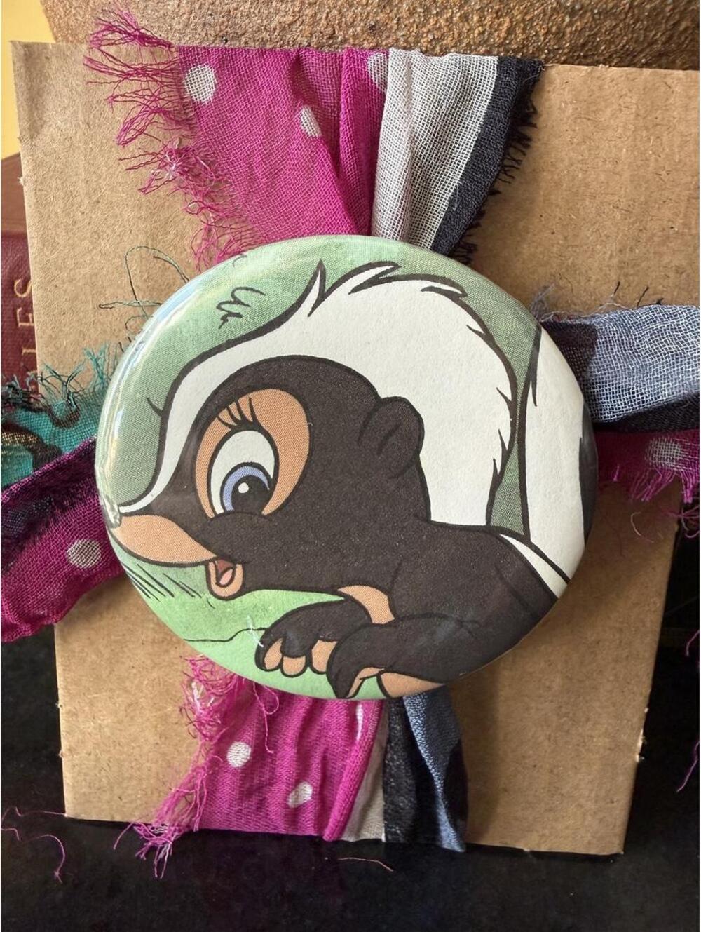 Vintage Flower the Skunk Pin Brooch – 2.25” Storybook Gift